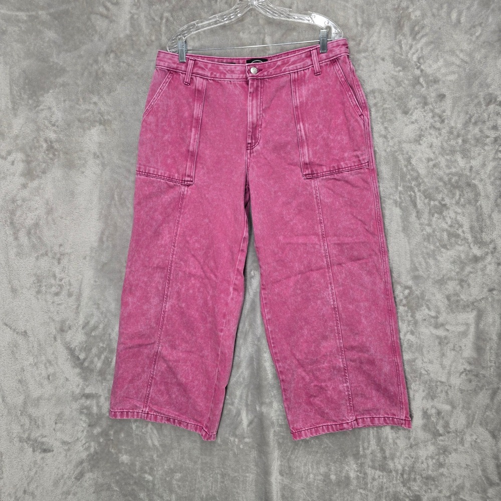 Scoop Wide Leg Pants Women 16 Pink Acid Wash Carpenter Utility Denim Streetwear